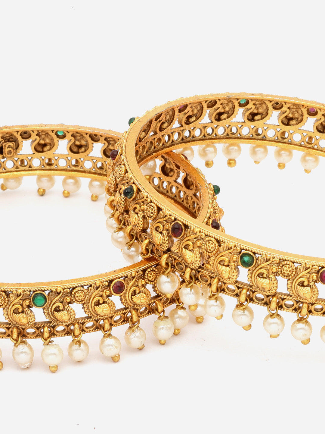 PANASH- Set Of 2 24 CT Gold-Plated Antique Bangles