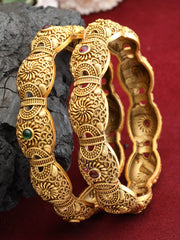 PANASH- Set Of 2 24 CT Gold-Plated Handcrafted Antique Bangles