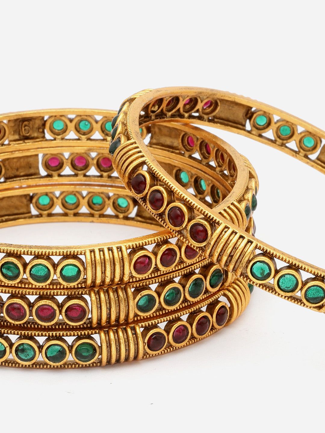PANASH- Set Of 4 24 CT Gold-Plated Handcrafted Antique Bangles