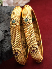 Set Of 2 24 CT Gold-Plated Antique Bangles