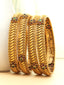 Pack Of 4 24 CT Gold-Plated Antique Bangles