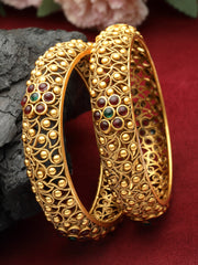 Set Of 2 24 CT Gold-Plated Antique Bangles