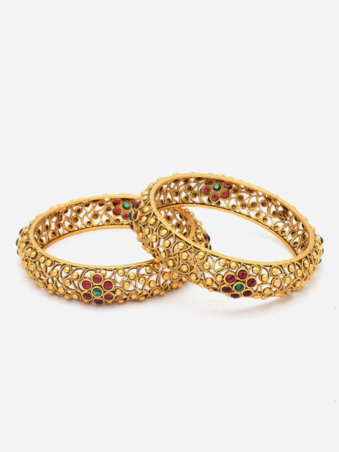Set Of 2 24 CT Gold-Plated Antique Bangles