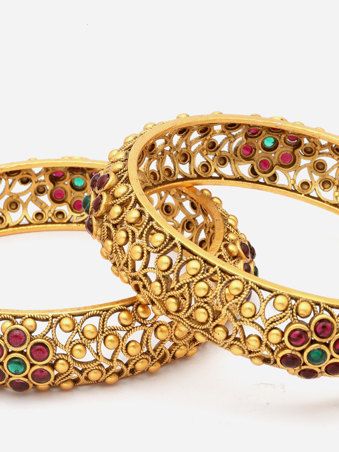 Set Of 2 24 CT Gold-Plated Antique Bangles