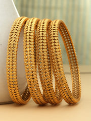 Set Of 4 24 CT Gold-Plated Antique Bangles