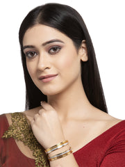 Set of 2 Gold-Toned Rhodium-Plated Handcrafted Bangles