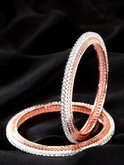 Set of 2 Rose Gold-Plated White AD-Studded Handcrafted Bangles