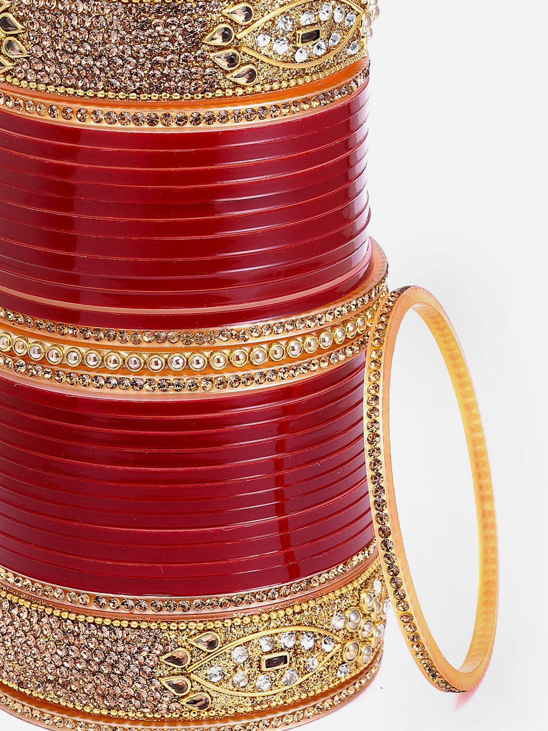 Set Of 66 Gold-Plated AD Studded Chuda Bangles