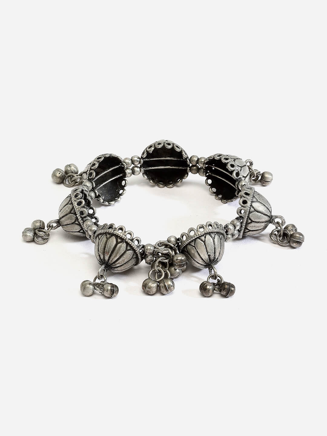 Silver-Toned Oxidized German Silver Umbrella Bracelet