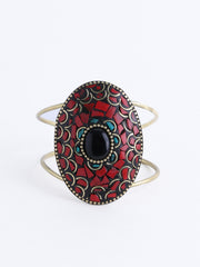 Artificial Stones Gold Plated Cuff Bracelet