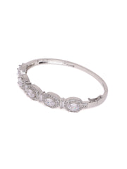 Silver-Plated Cubic Zirconia Stone Studded Kada Bracelet