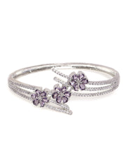 Silver-Plated Cubic Zirconia Stone Studded Kada Bracelet