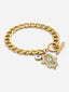 18KT Gold Plated Evil Eye Stainless Steel Tarnish-Free Waterproof Charm Bracelet