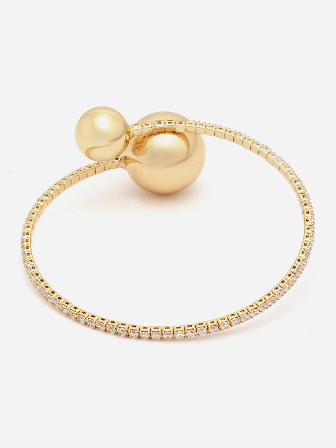18KT Gold Plated Stone Studded Tarnish-Free Waterproof Bangle-Style Bracelet
