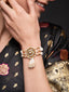 Gold-Plated Stones Studded And Beaded Wraparound Bracelet