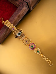 Gold-Plated Stones Studded Wraparound Bracelet
