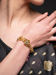 Gold-Plated Stones Studded Wraparound Bracelet