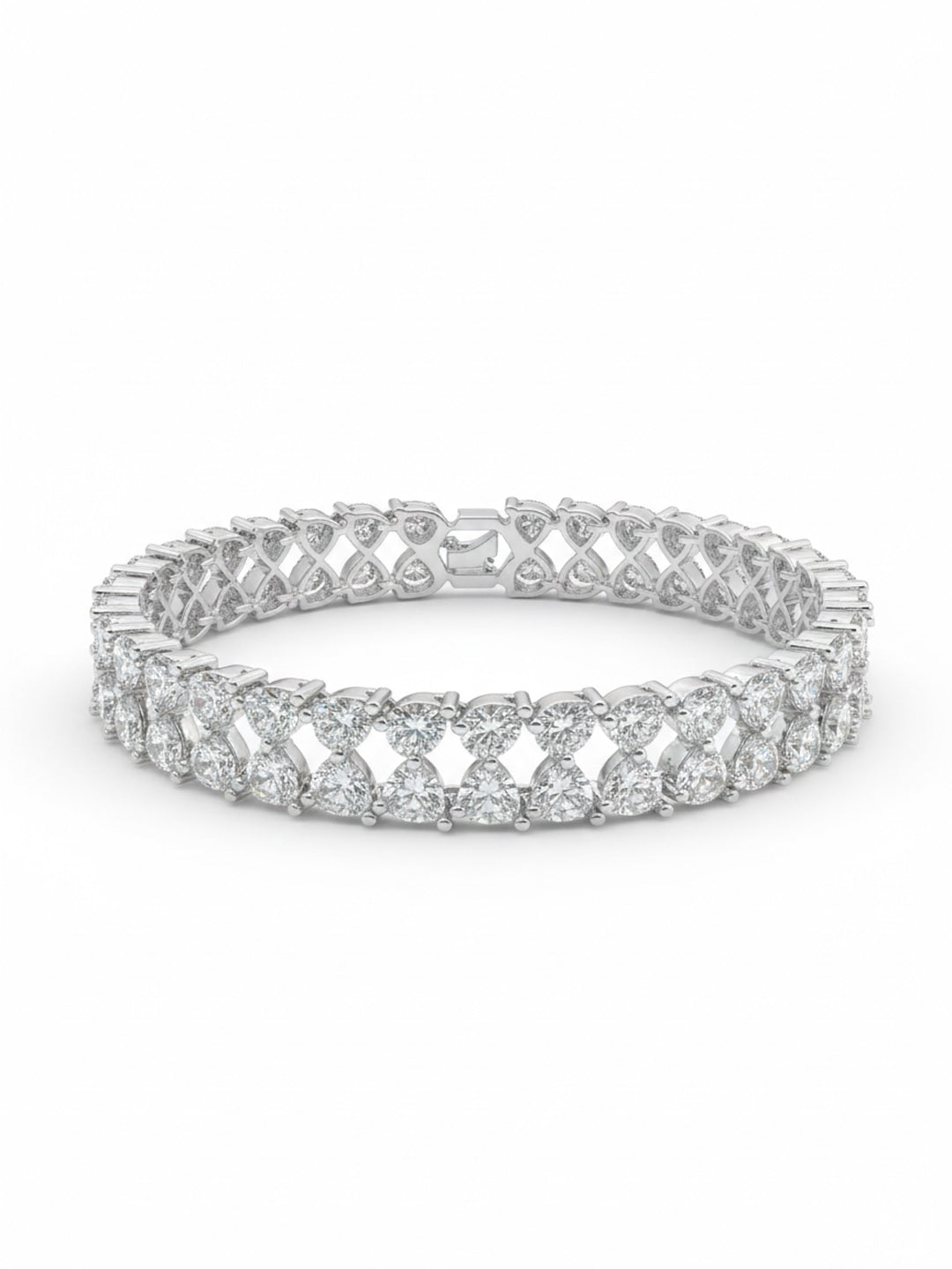 Women Brass American Diamond Silver-Plated Wraparound Bracelet