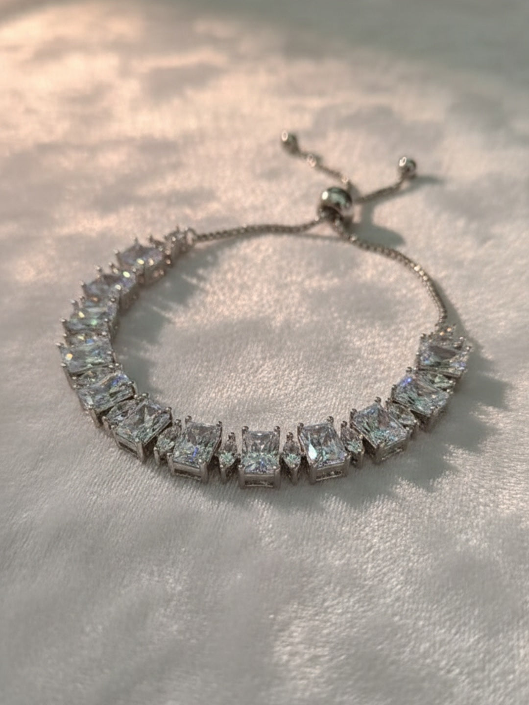 Women Brass American Diamond Silver-Plated Wraparound Bracelet