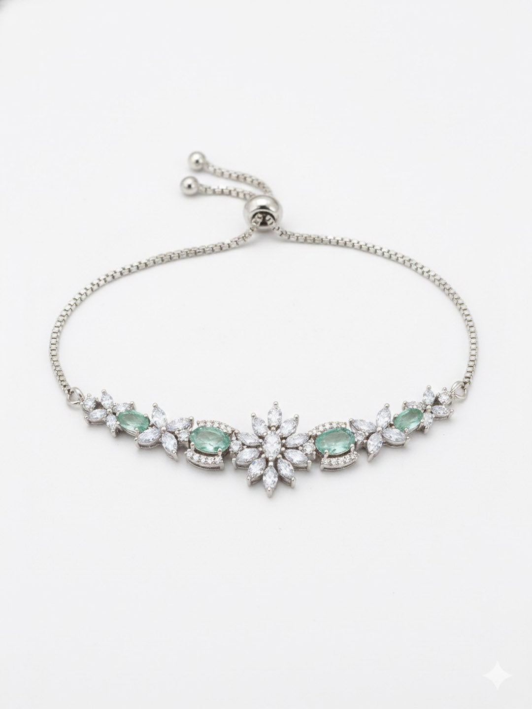 Women Brass American Diamond Silver-Plated Wraparound Bracelet