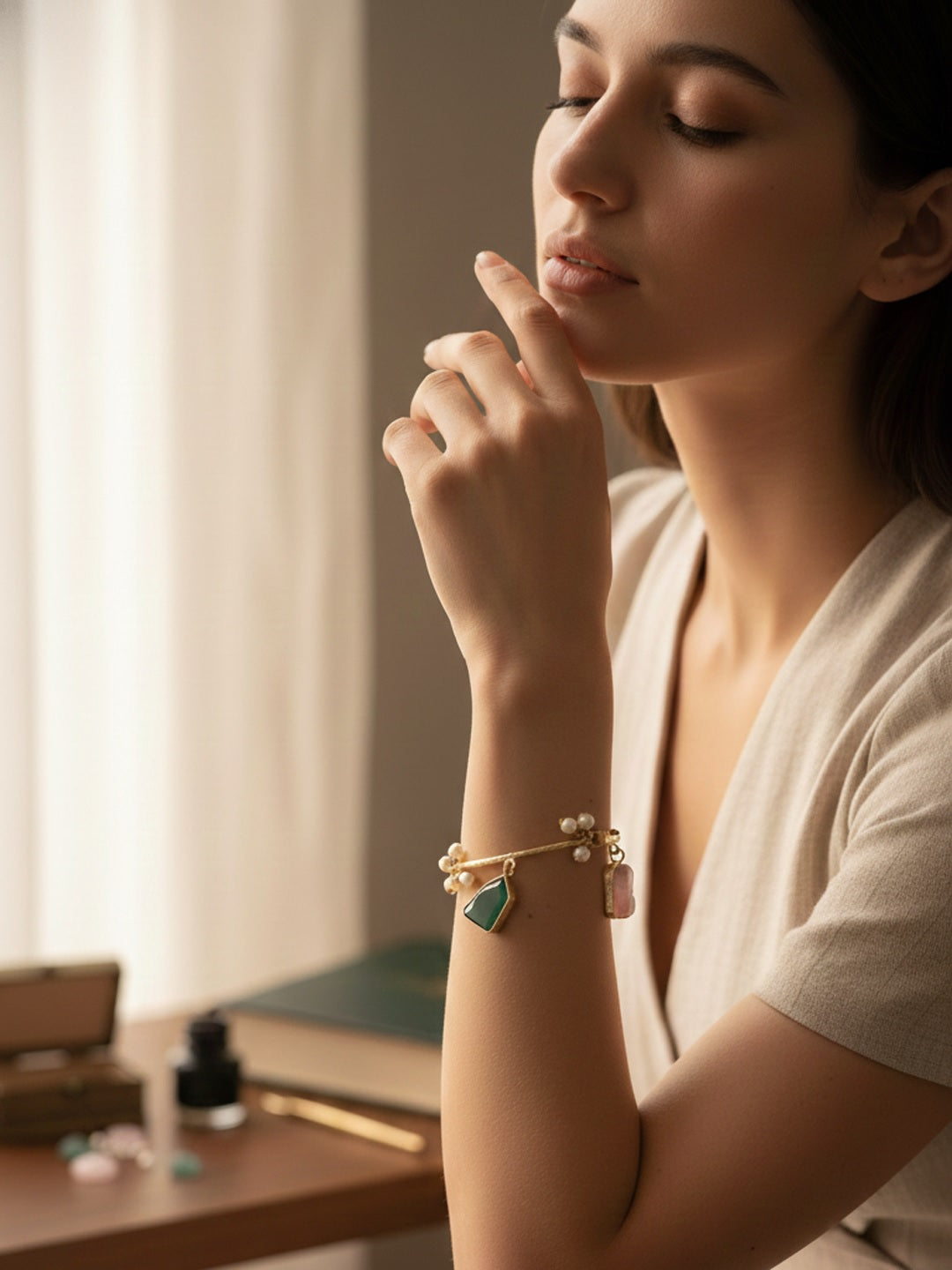 Women Brass Gold-Plated Charm Bracelet