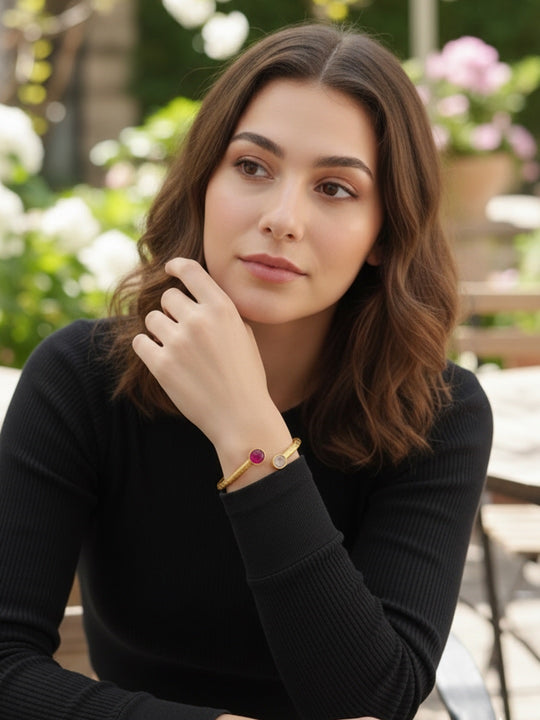 Women Brass Antique Gold-Plated Kada Bracelet