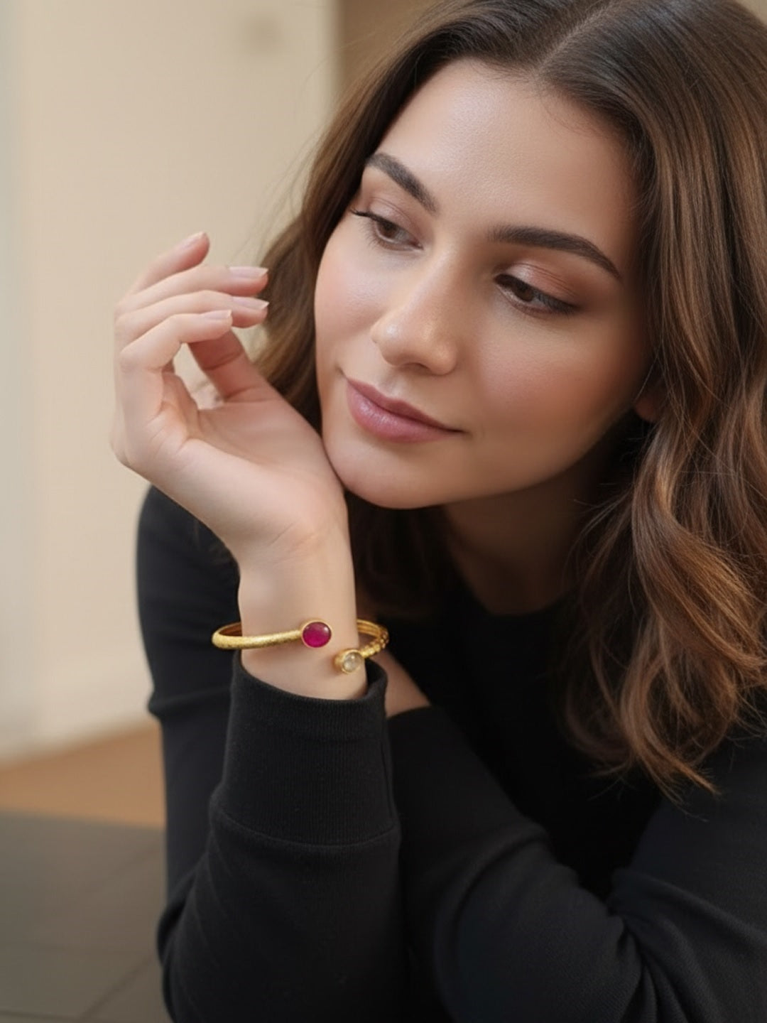 Women Brass Antique Gold-Plated Kada Bracelet