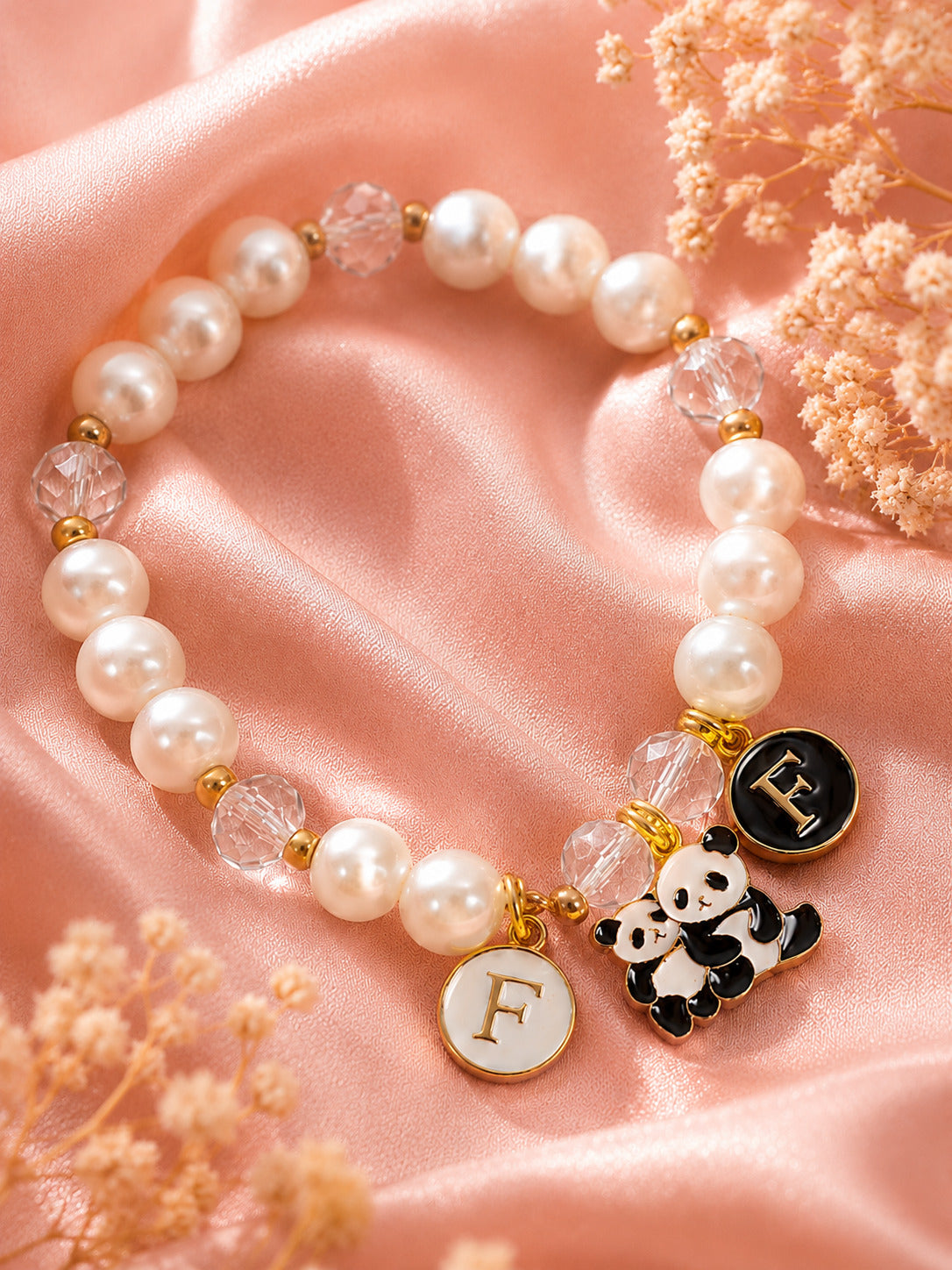 PANASH Cute Panda Charm Pearl Friendship Bracelet
