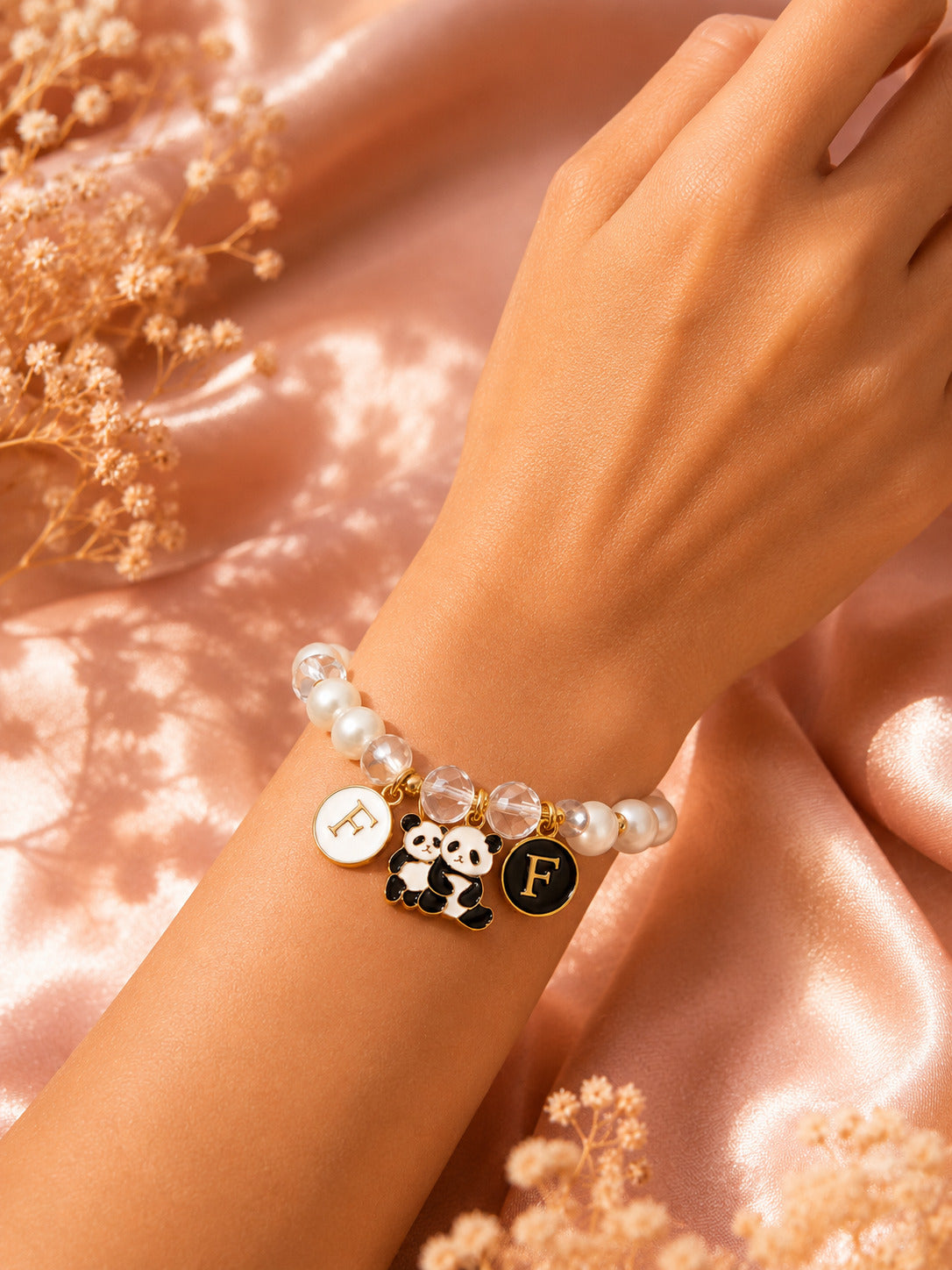 PANASH Cute Panda Charm Pearl Friendship Bracelet