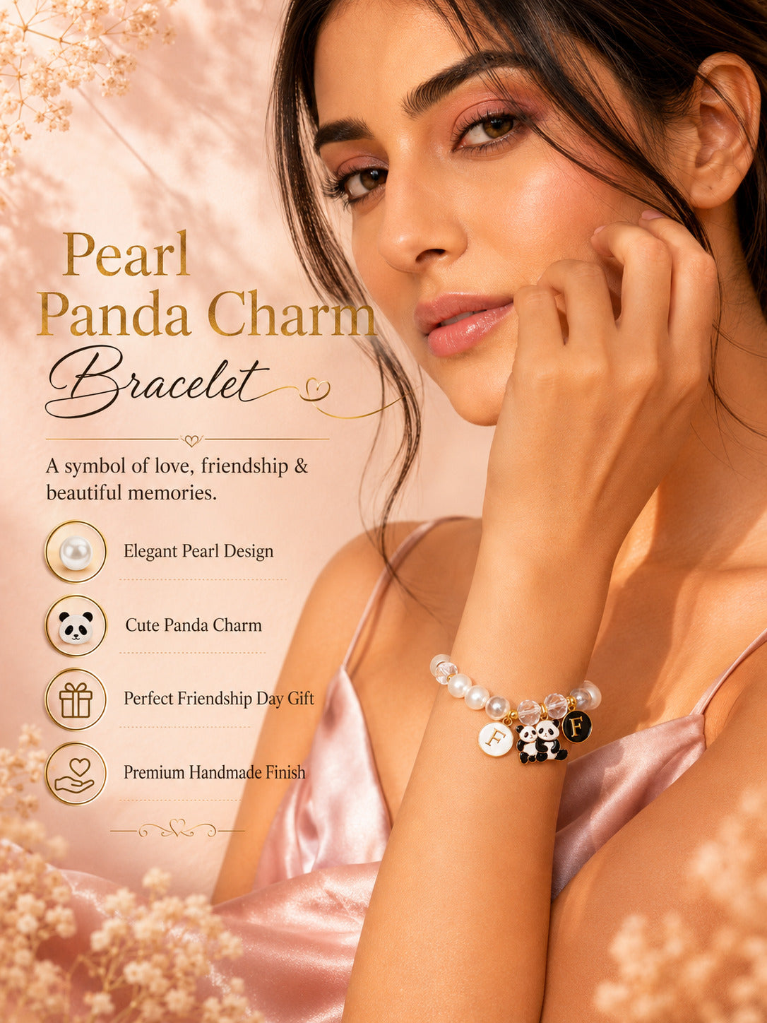 PANASH Cute Panda Charm Pearl Friendship Bracelet