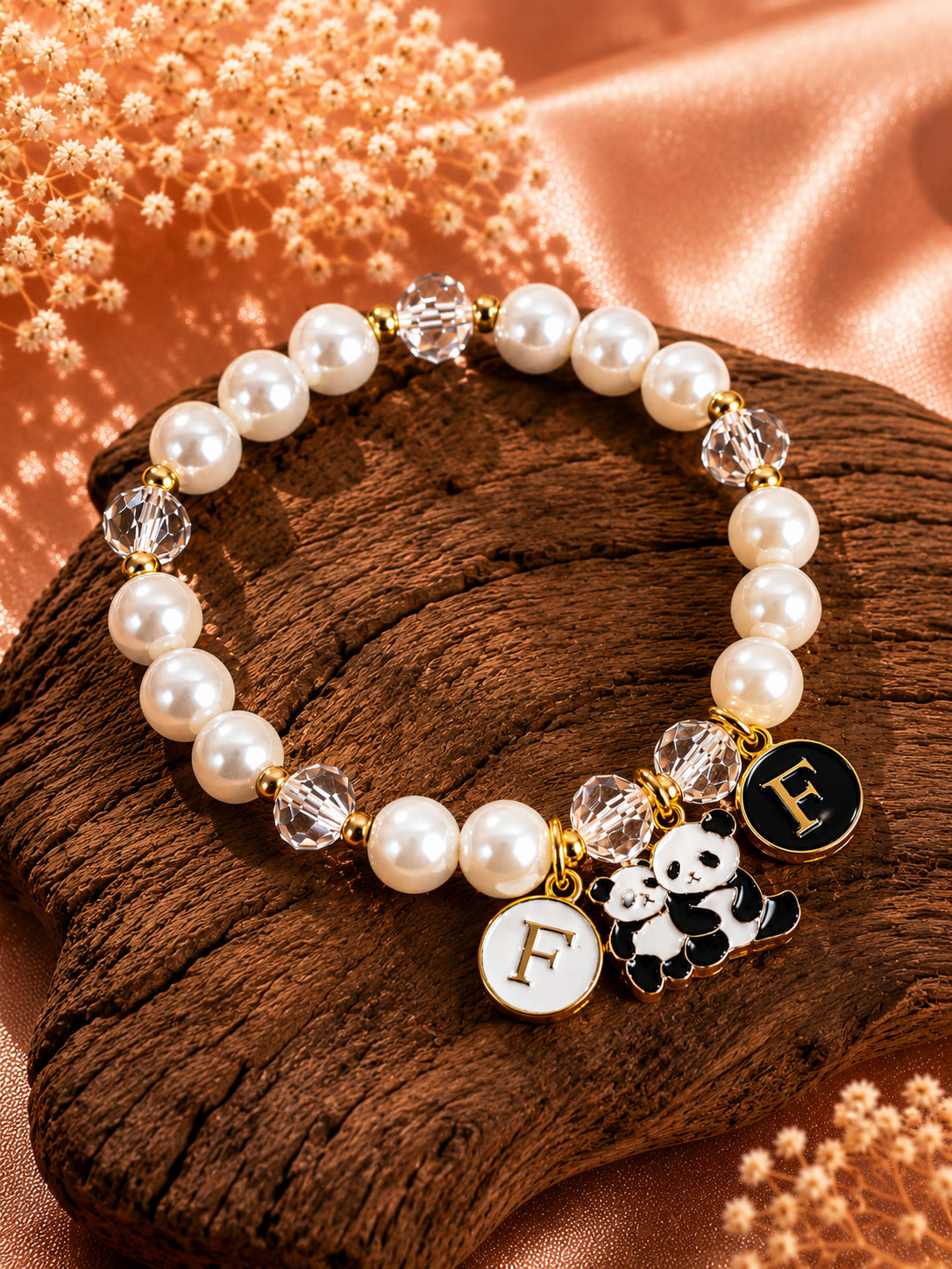 PANASH Cute Panda Charm Pearl Friendship Bracelet with Fridge Magnet – Luxury Gift Set