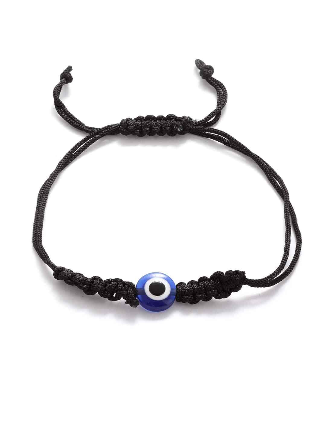 Women Black & Blue Evil Eye Charm Bracelet