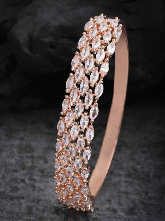 Women Cubic Zirconia & Rose Gold-Plated Bangle-Style Bracelet