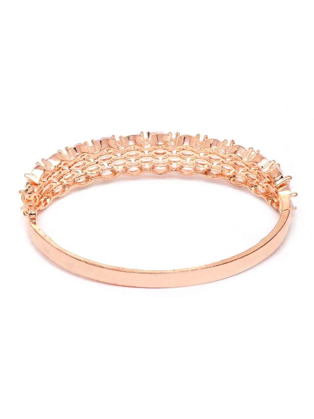 Women Cubic Zirconia & Rose Gold-Plated Bangle-Style Bracelet