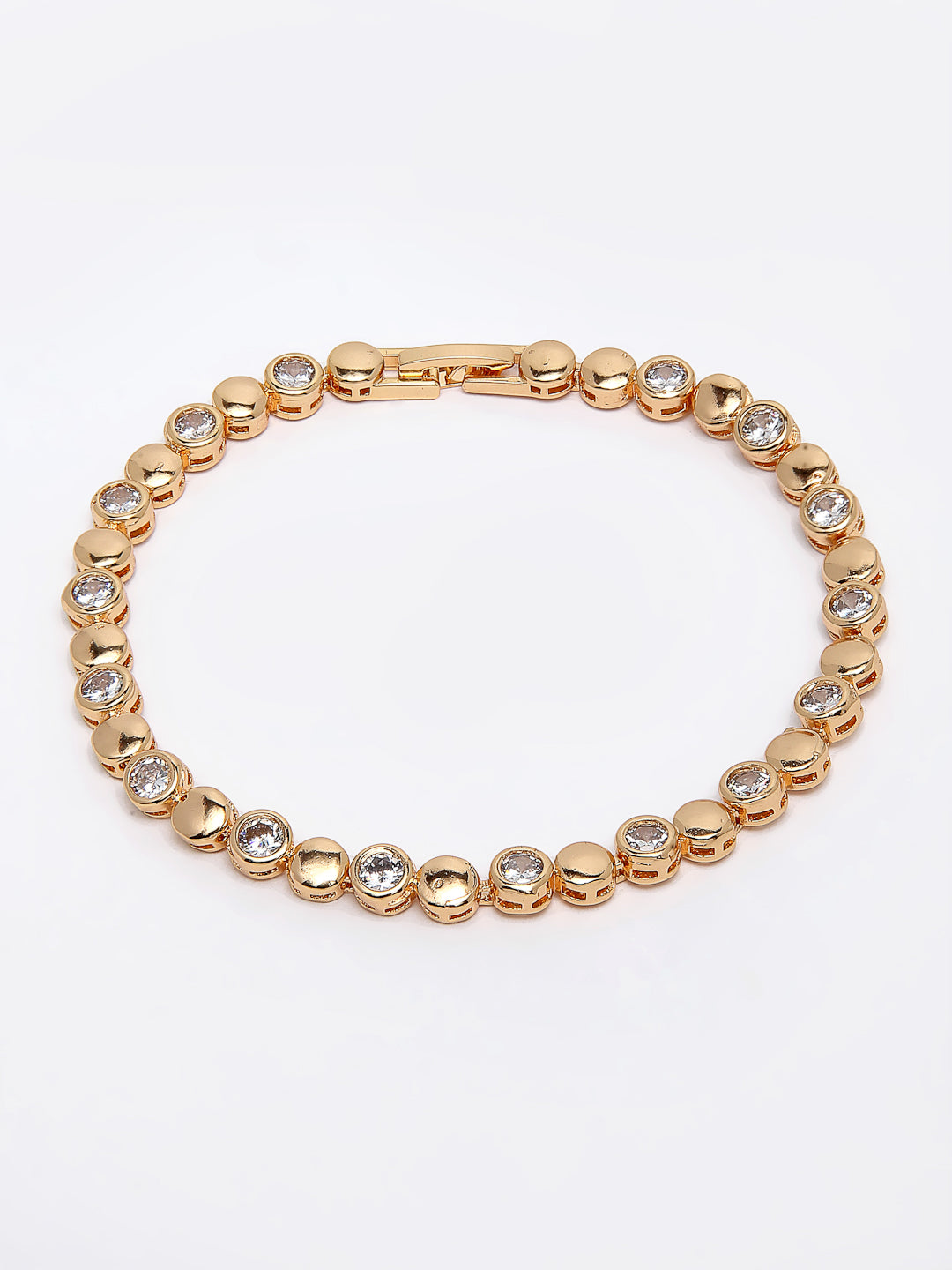 Women Brass American Diamond Gold-Plated Charm Bracelet