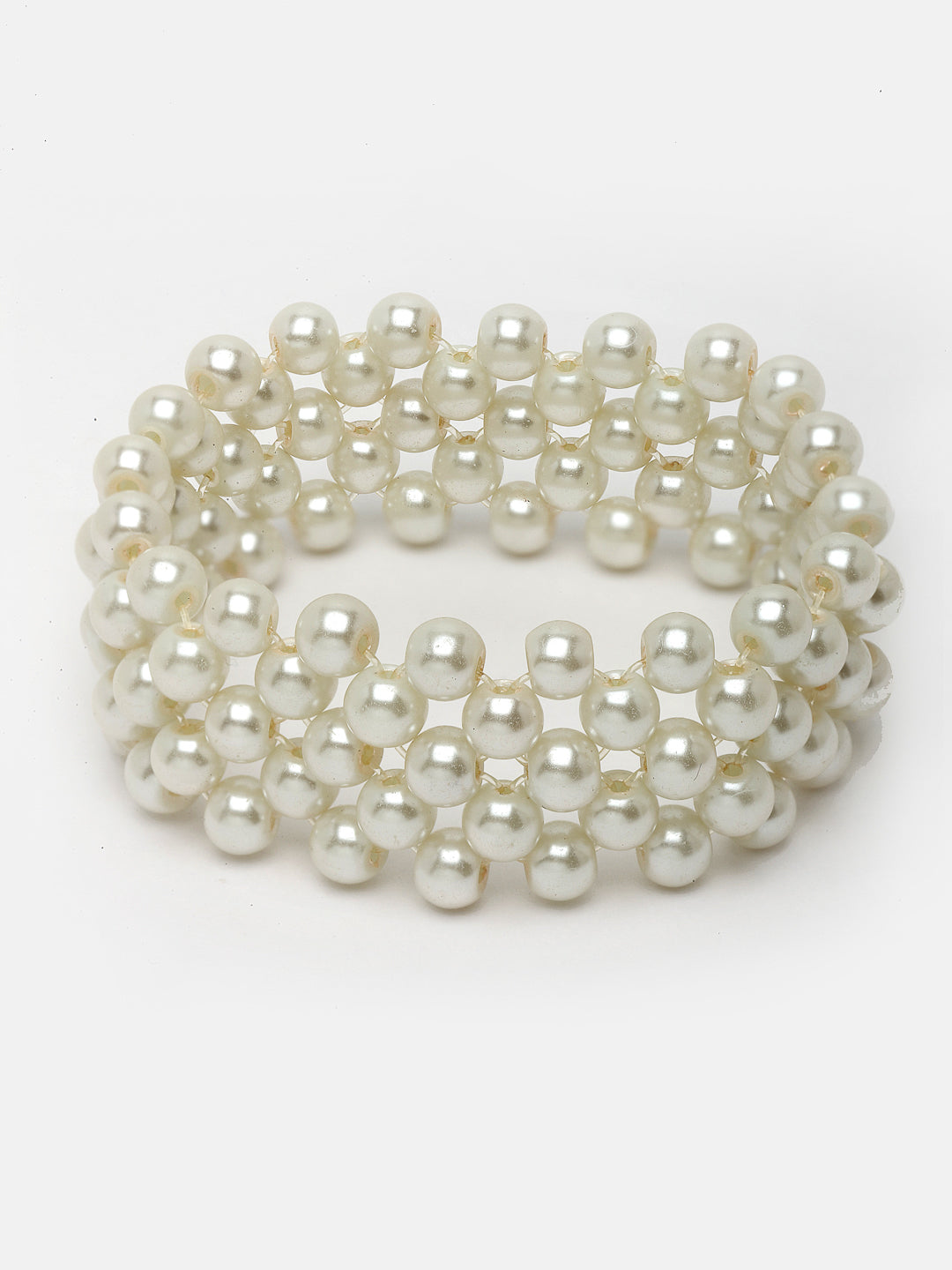 Women Off White Pearls Elasticated Bracelets