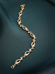 Women Gold-Toned Brass Cubic Zirconia Link Bracelet