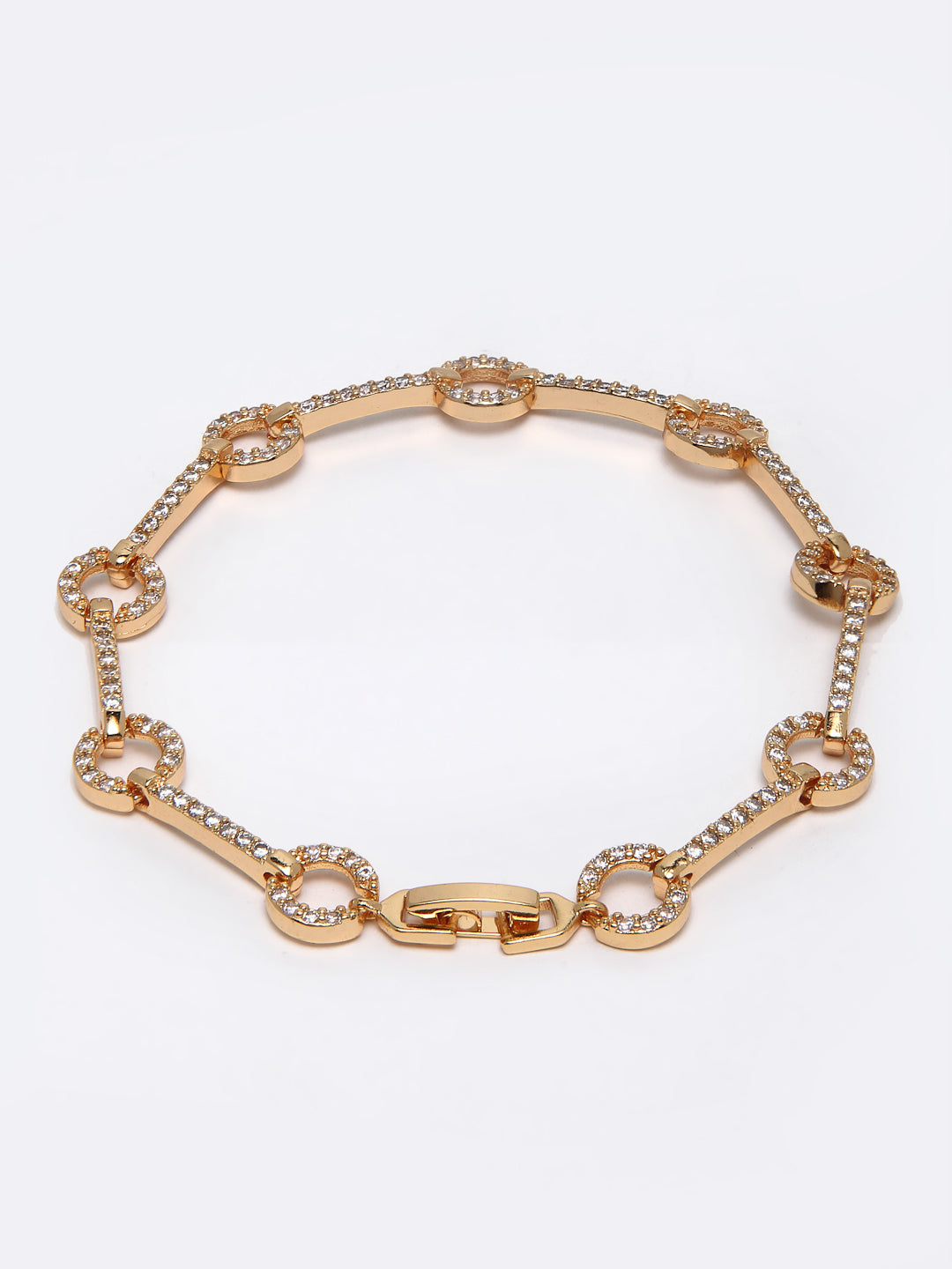 Women Gold-Plated White Brass Cubic Zirconia Charm Bracelet