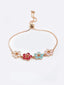 Gold-Plated Multicolor Floral Charm Bracelet