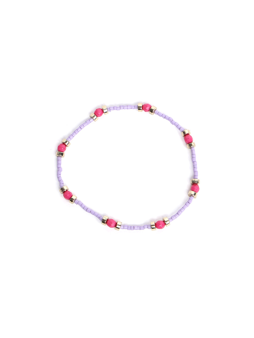 Women Set of 5 Gold-Plated & Red Charm Bracelets