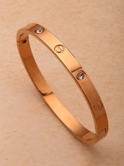 Rose Gold-Plated Stone-Studded Bangle-Style Bracelet