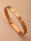 Rose Gold-Plated Stone-Studded Bangle-Style Bracelet