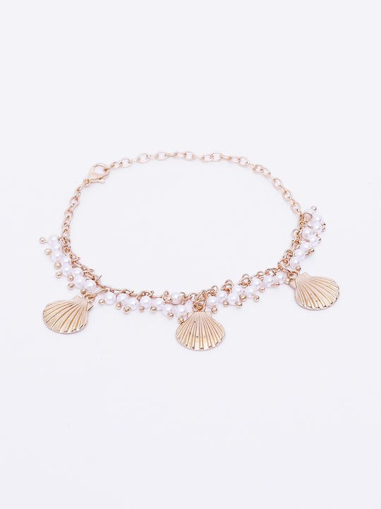 Gold-Plated Pearls Charm Bracelet