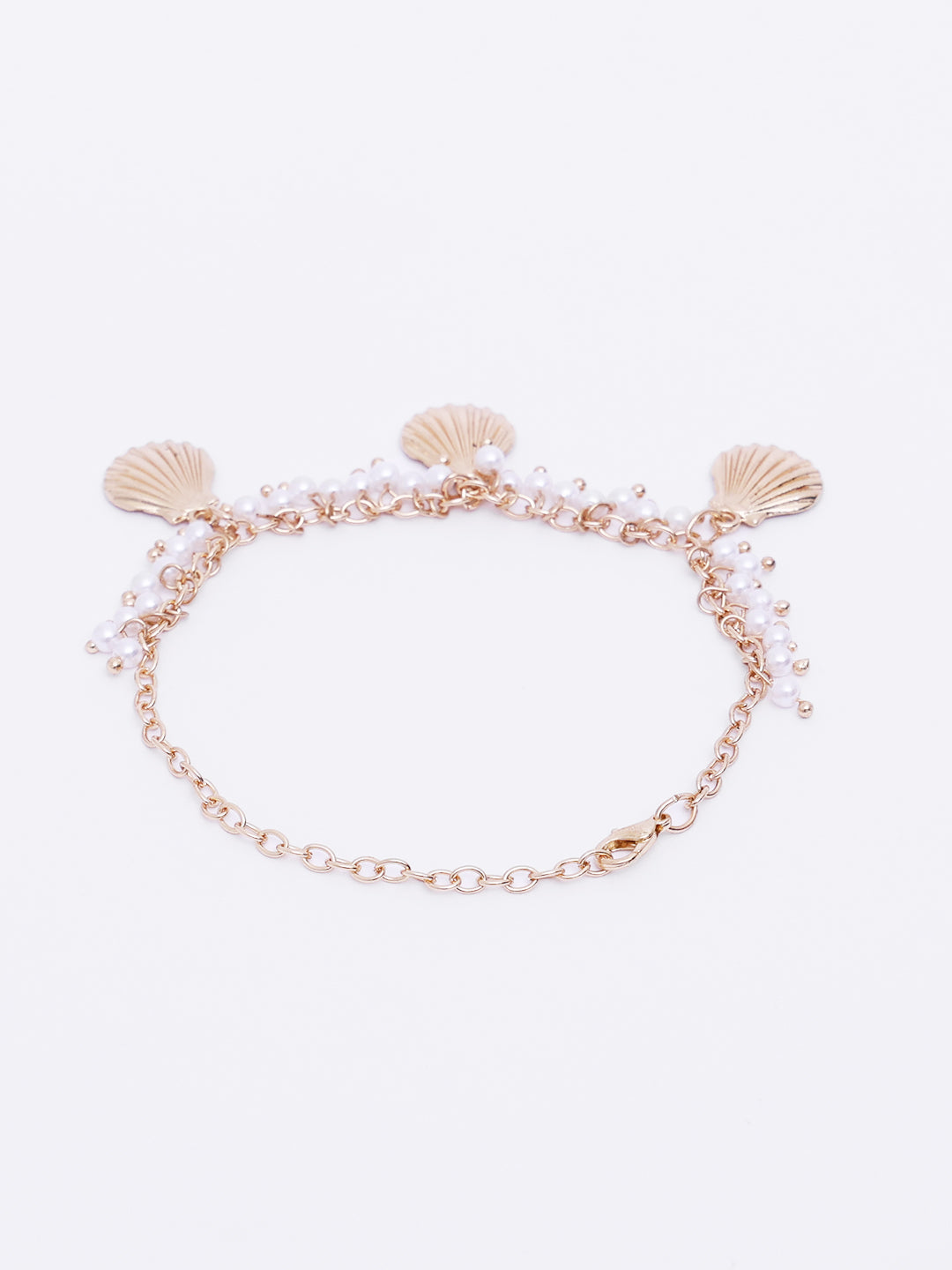 Gold-Plated Pearls Charm Bracelet