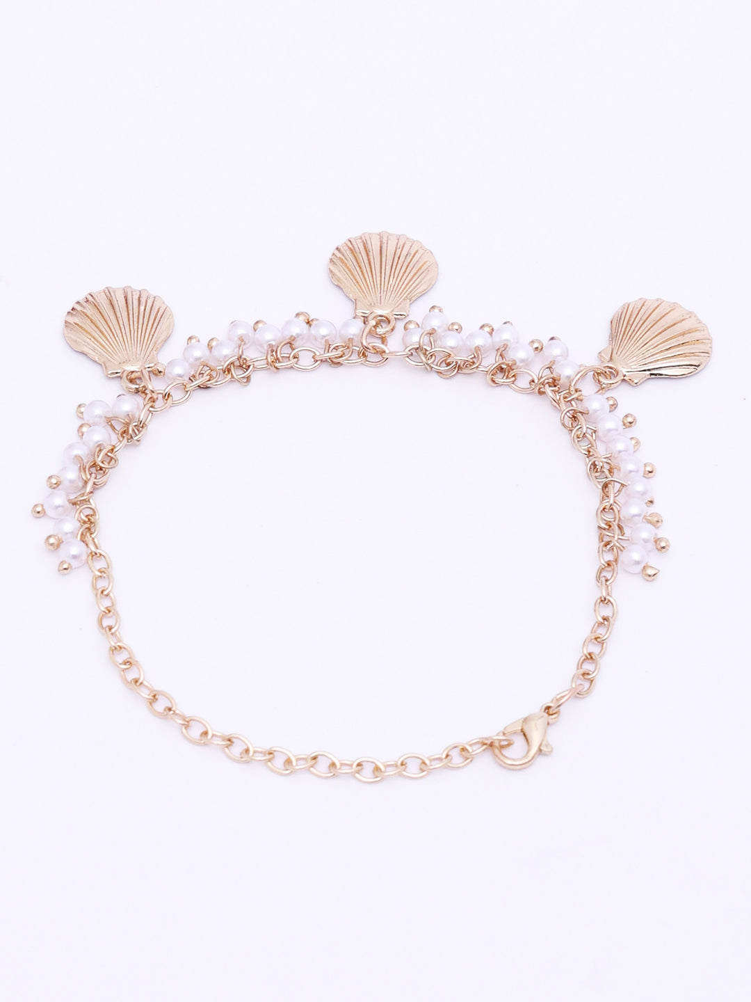Gold-Plated Pearls Charm Bracelet