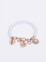 Women Gold-Plated Beaded Charm Bracelet