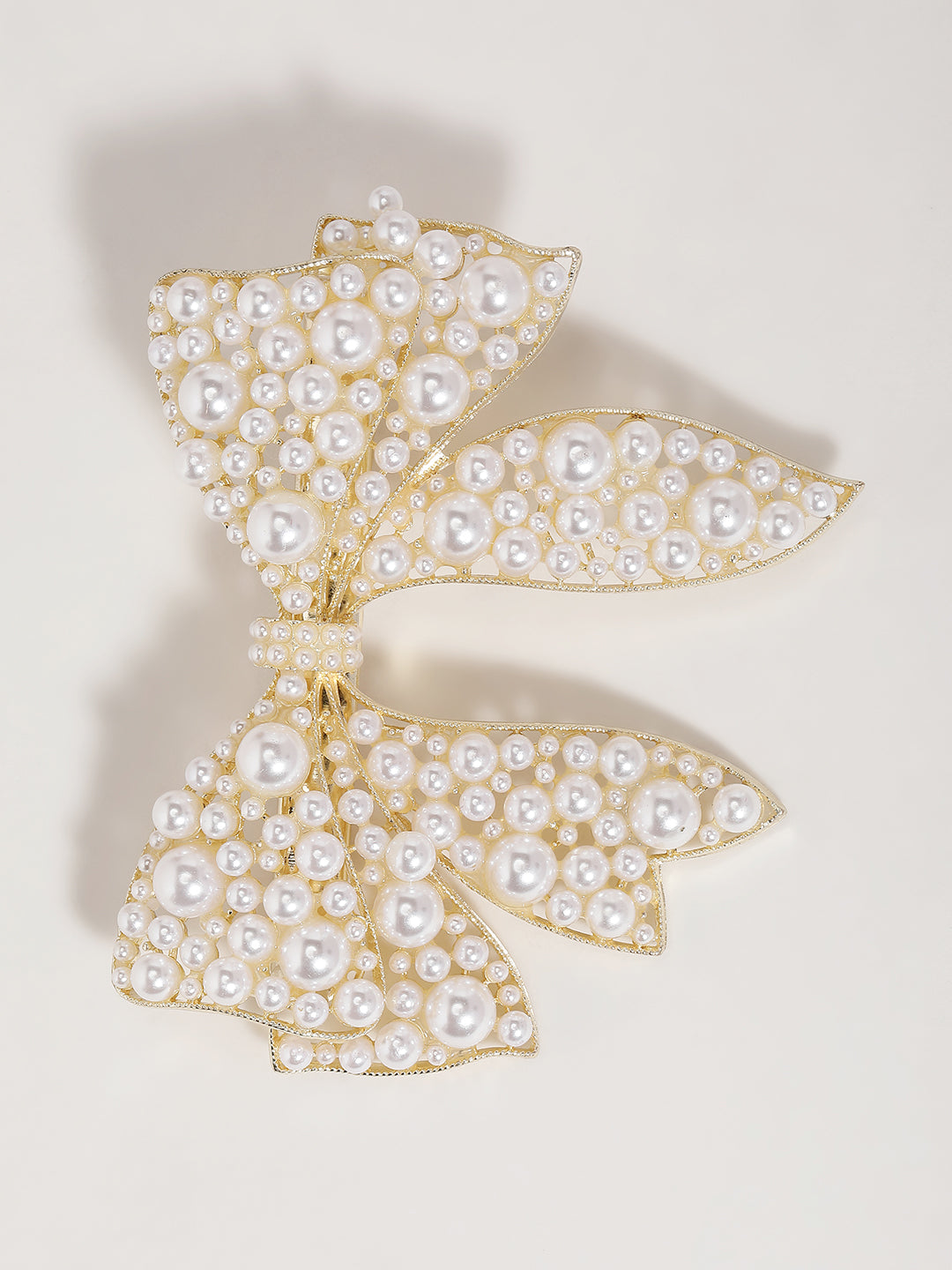 Gold-Plated Pearl Beaded Alligator Hair Clip