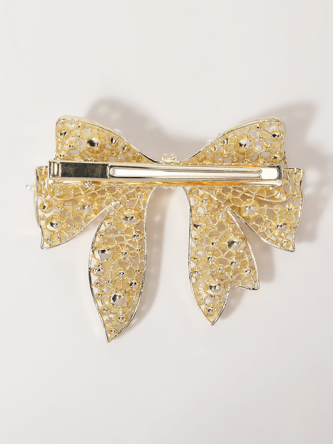 Gold-Plated Pearl Beaded Alligator Hair Clip