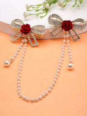 Butterfly Design Embellished Pearls Alligator Hair Clip