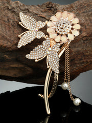 Women Stone Studded Butterfly Shaped Embellished Claw Clip